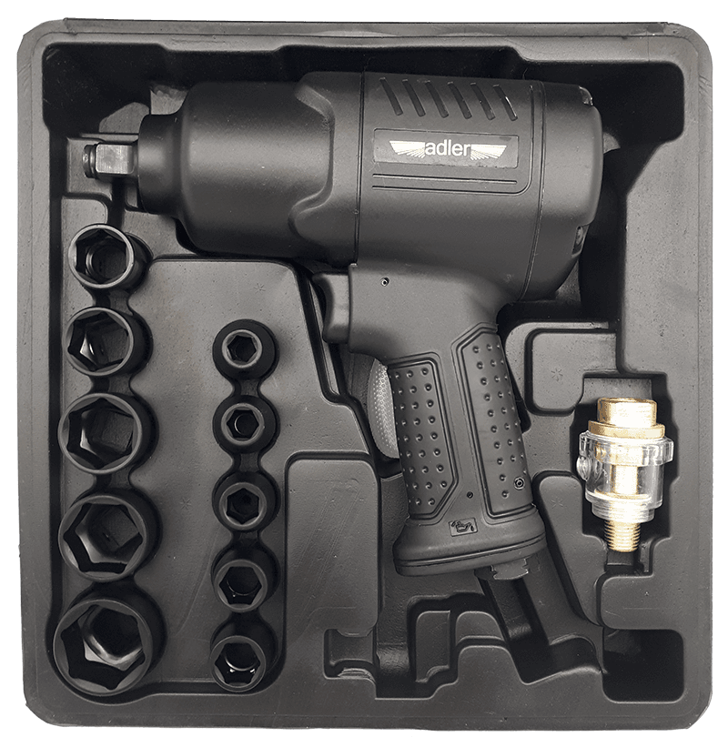 Zestaw Z10 - Klucz udarowy 1/2" 1590Nm kompozytowy + 10 szt nasadek Cr-Mo AD-1907