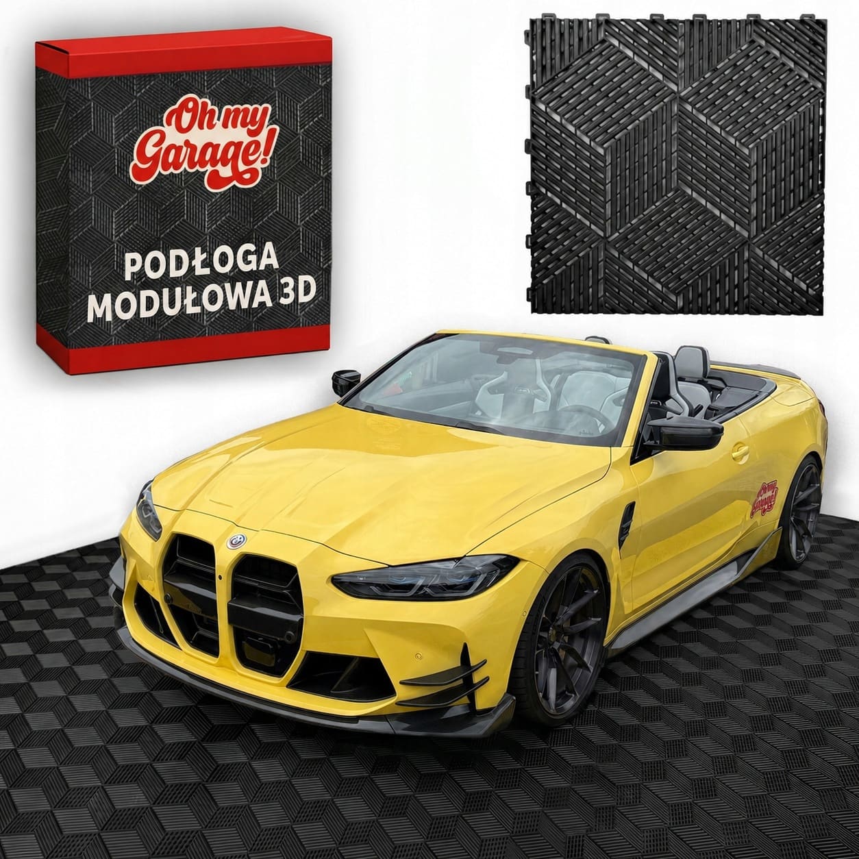 3D Podłoga Modułowa 40x40 Płytki Puzzle Garaż Posadzka Warsztat Detailing